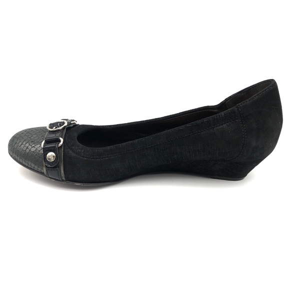 AGL Cap Toe Wedge Shoe Buckle Leather Snakeskin - Picture 5 of 10